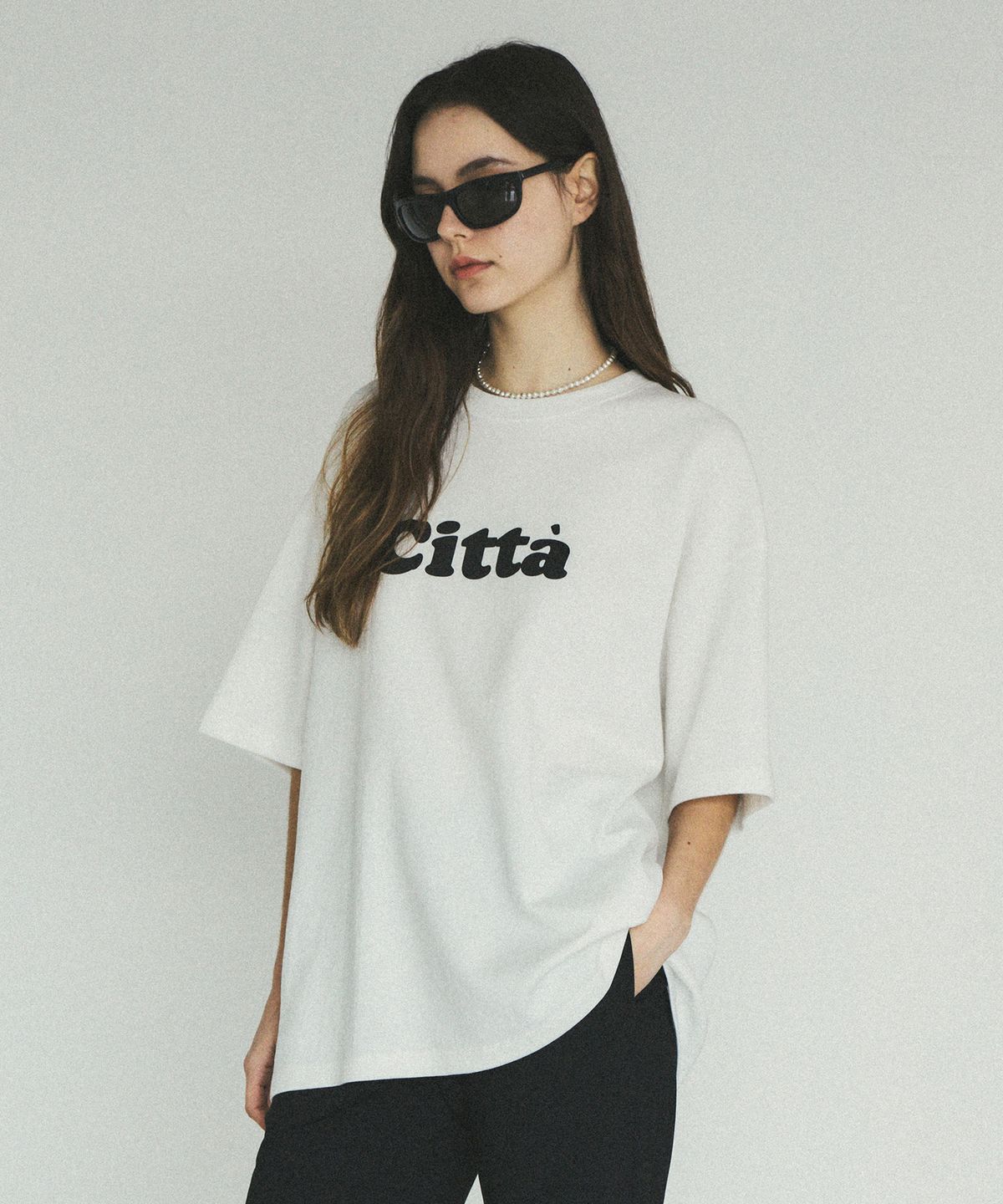 씨타(CITTA) 시그니처 로고 오버핏 루즈 티셔츠_CTT312(화이트)