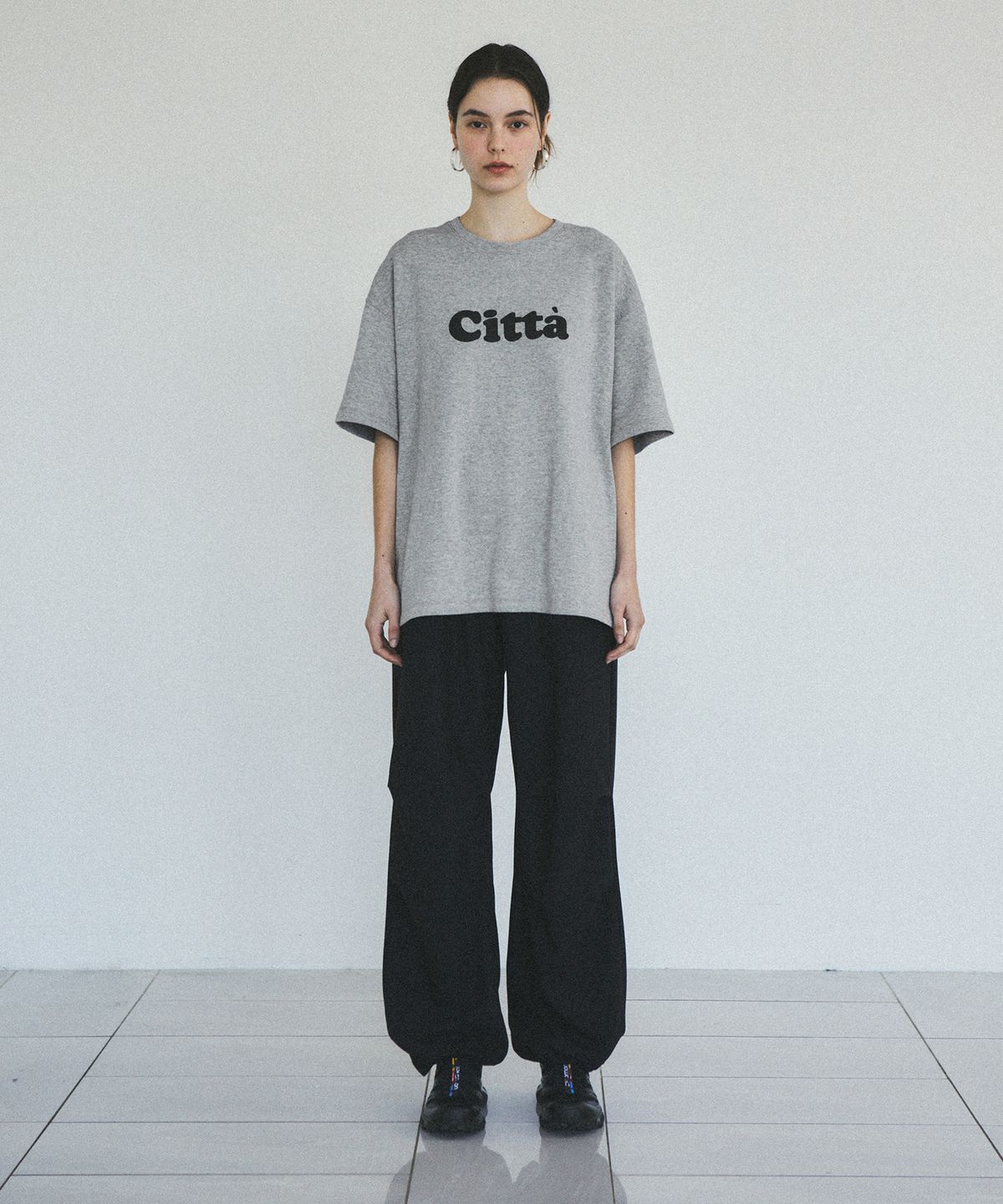 씨타(CITTA) 시그니처 로고 오버핏 루즈 티셔츠_CTT312(멜란지 그레이)