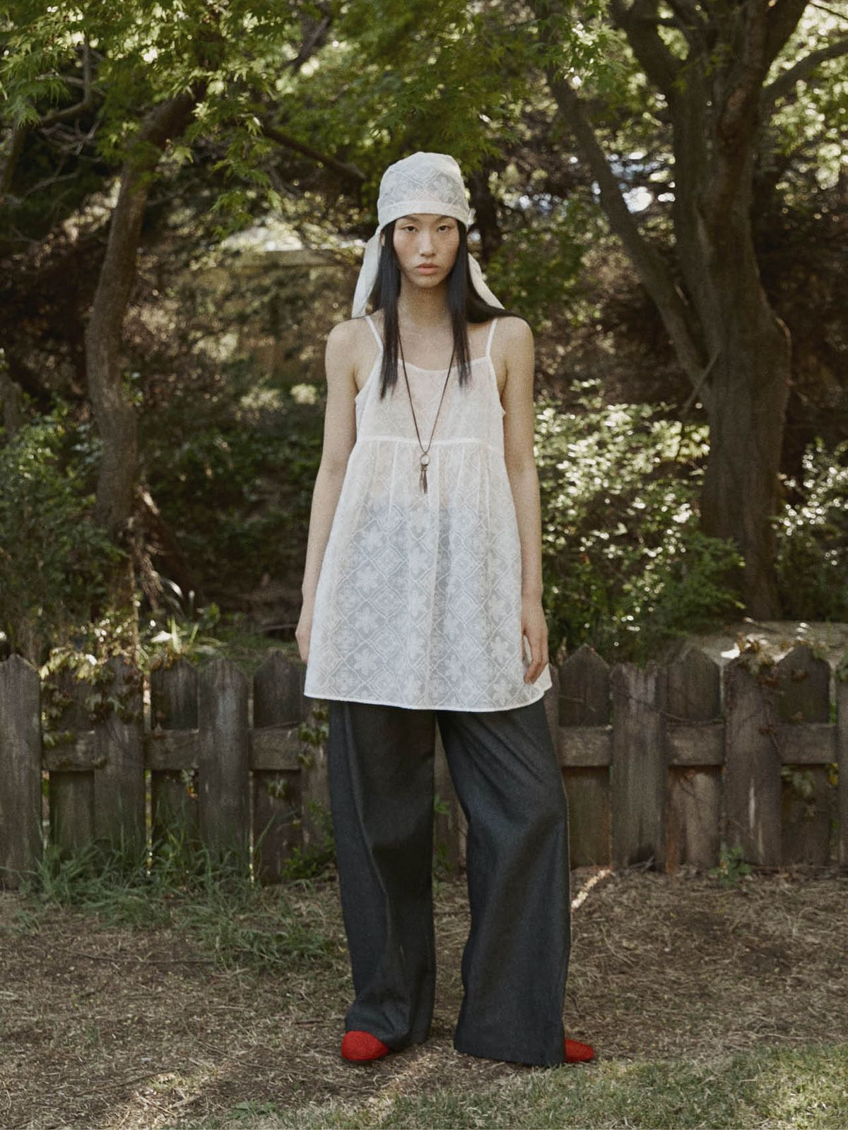 프롬웨얼(FROMWHERE) POINT LINE COTTON DENIM PANTS BLACK