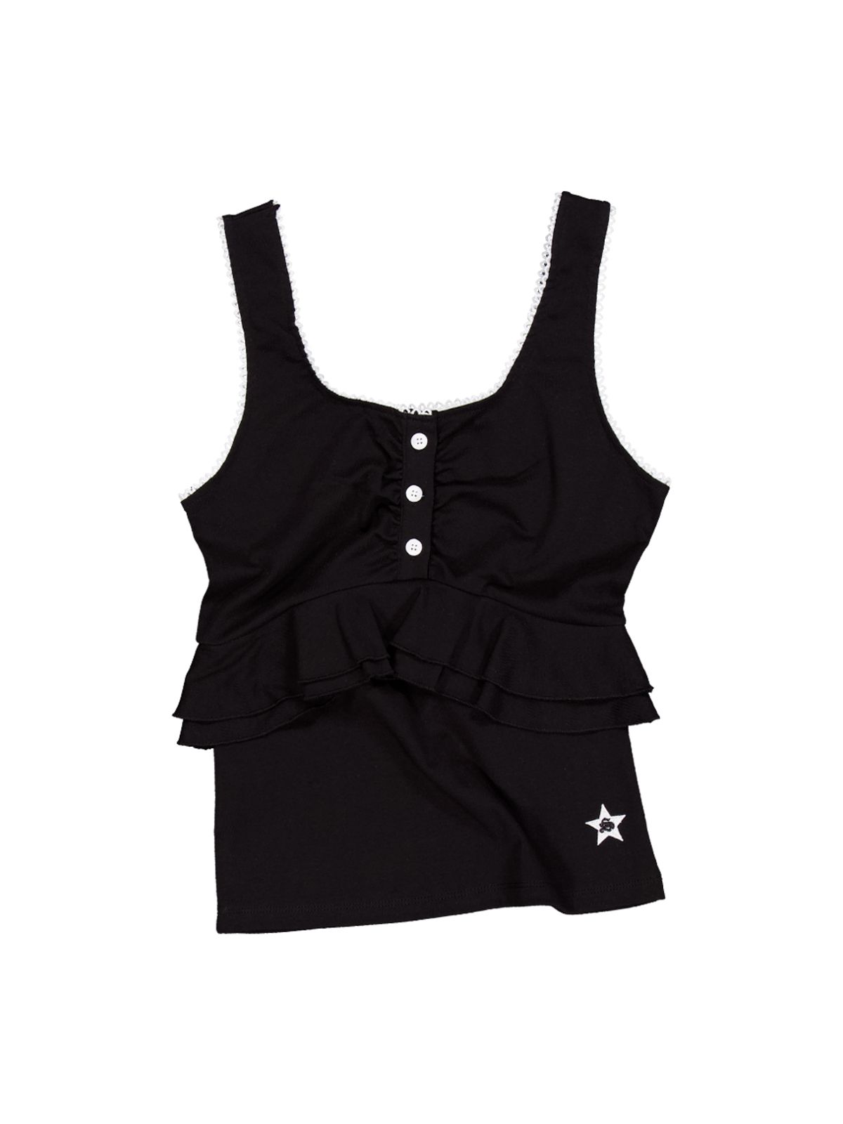 셋업이엑스이(SETUP-EXE) LACE FRILL SLEEVELESS / BLACK