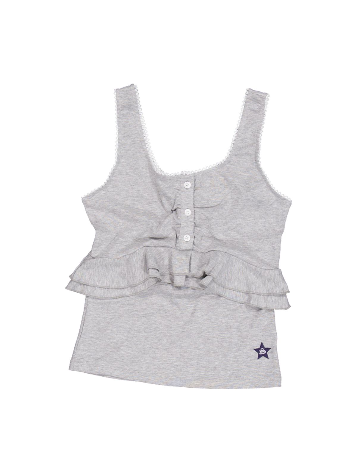 셋업이엑스이(SETUP-EXE) LACE FRILL SLEEVELESS / MELANGE GRAY