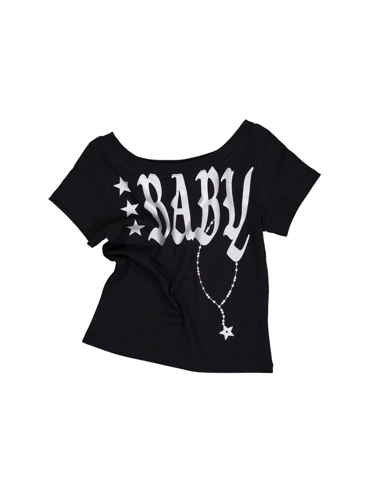 셋업이엑스이(SETUP-EXE) BABY WIDE NECK TOP / BLACK