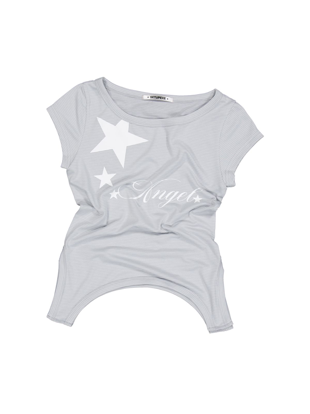 셋업이엑스이(SETUP-EXE) STRIPE ANGEL TOP / LIGHT GRAY