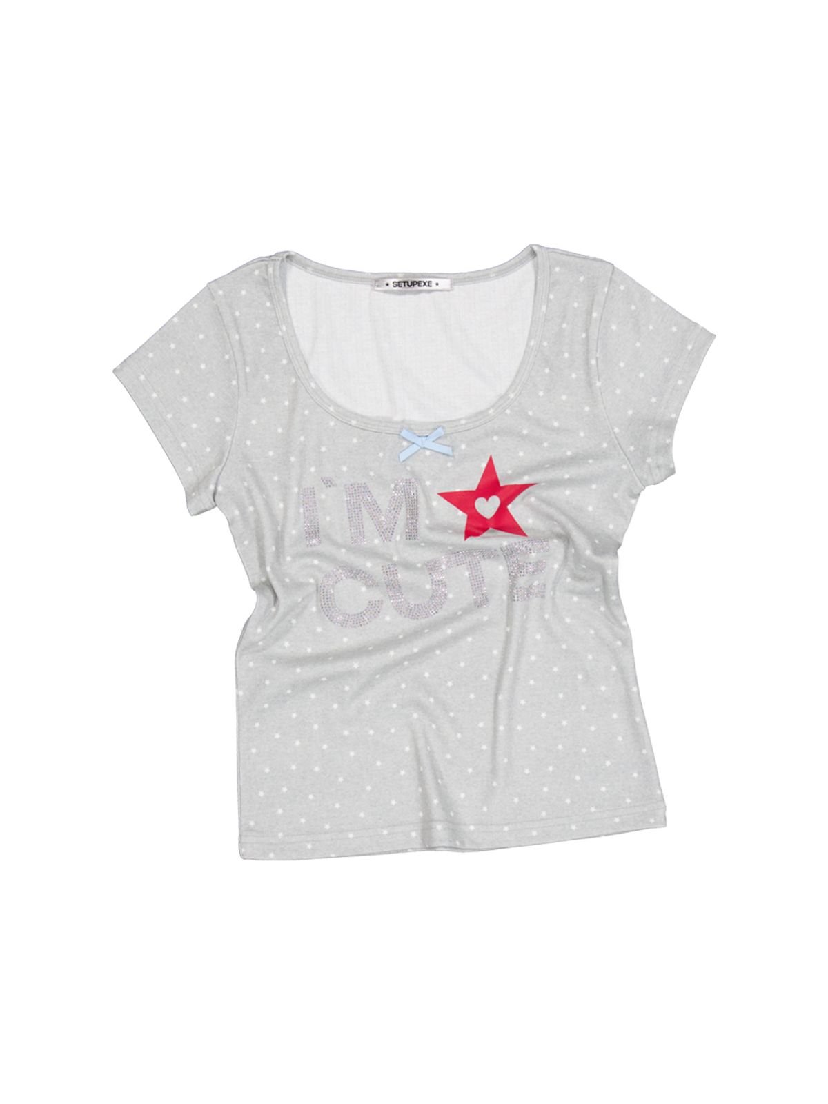셋업이엑스이(SETUP-EXE) HOTFIX RIBBON DOT TOP / LIGHT GRAY