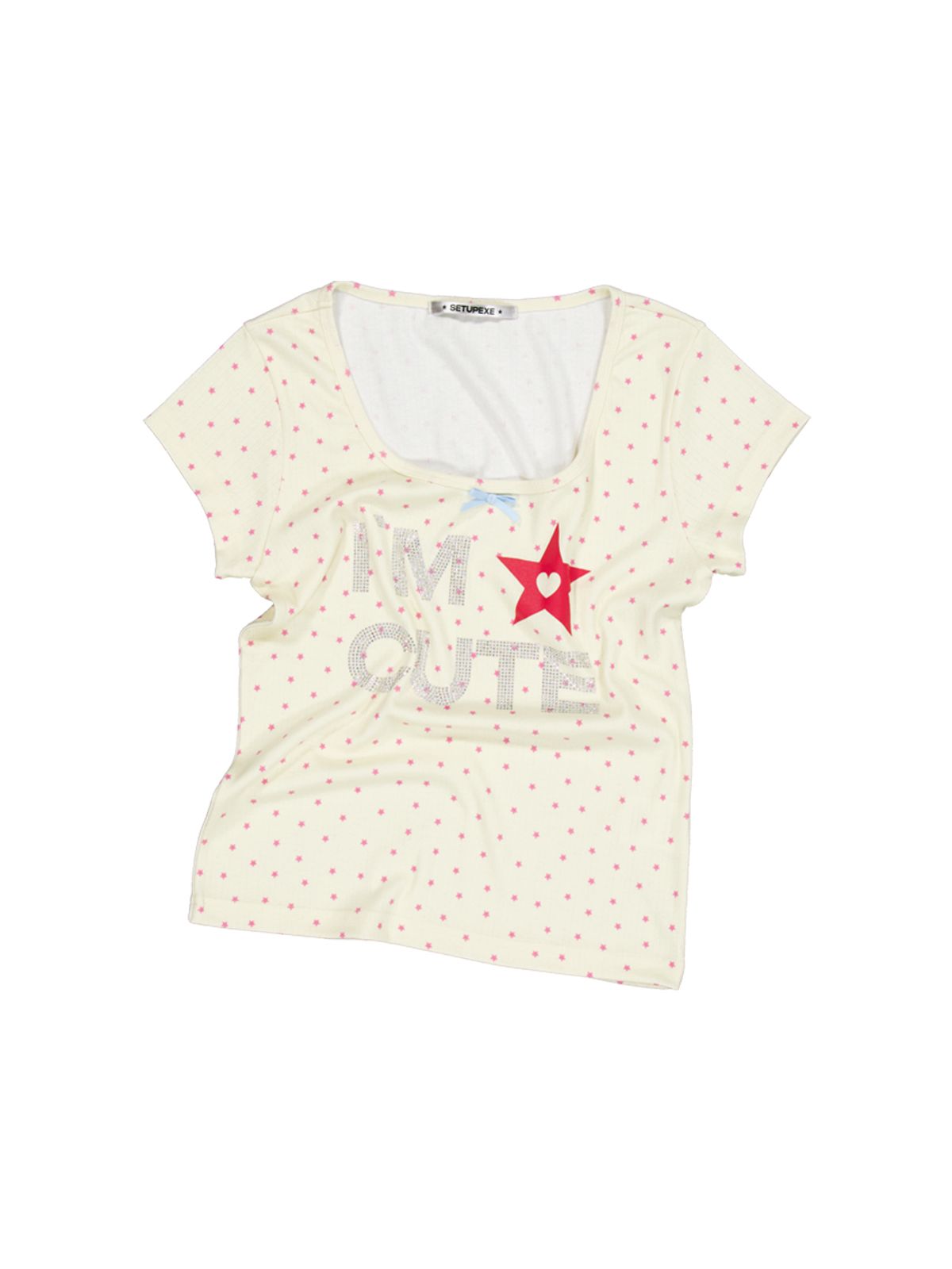 셋업이엑스이(SETUP-EXE) HOTFIX RIBBON DOT TOP / BABY YELLOW