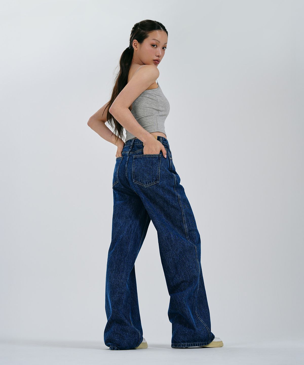 콘치웨어(CONCHWEAR) [CONCH DENIM] 클래식 와이드 데님팬츠, 딥블루