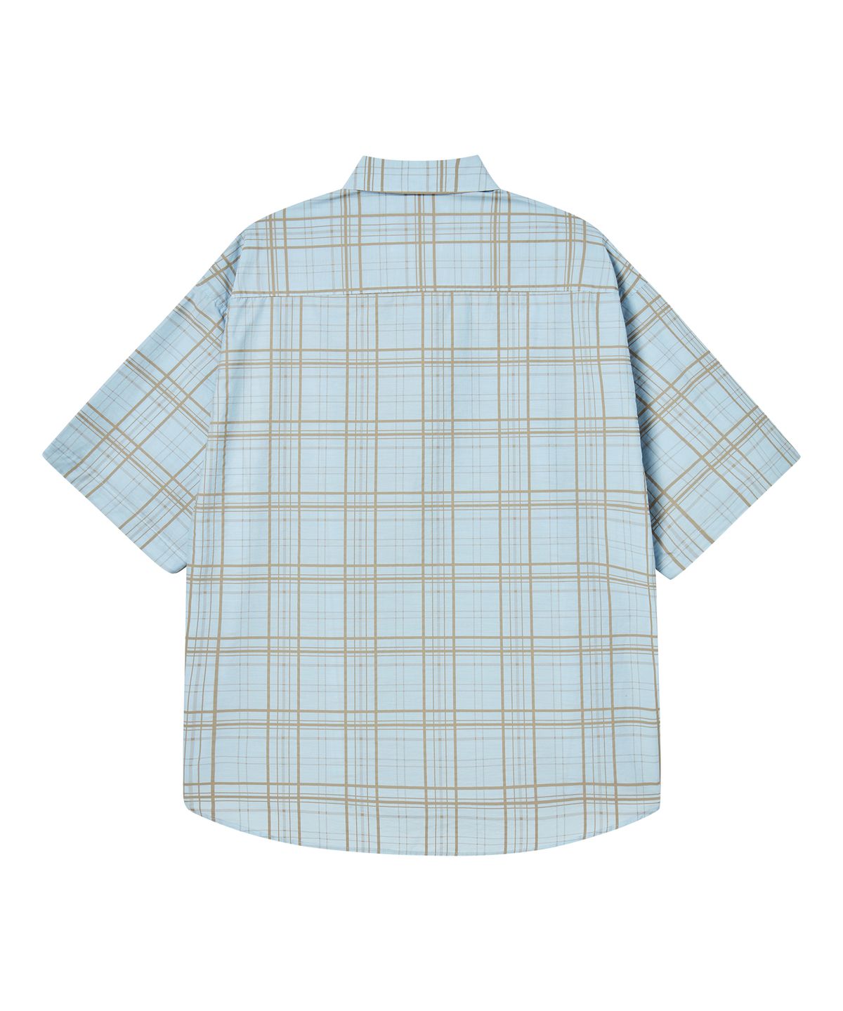 비욘드클로젯(BEYOND CLOSET) [COLLECTION LINE] 럭스 페브릭 체크 반팔 셔츠 스카이 블루