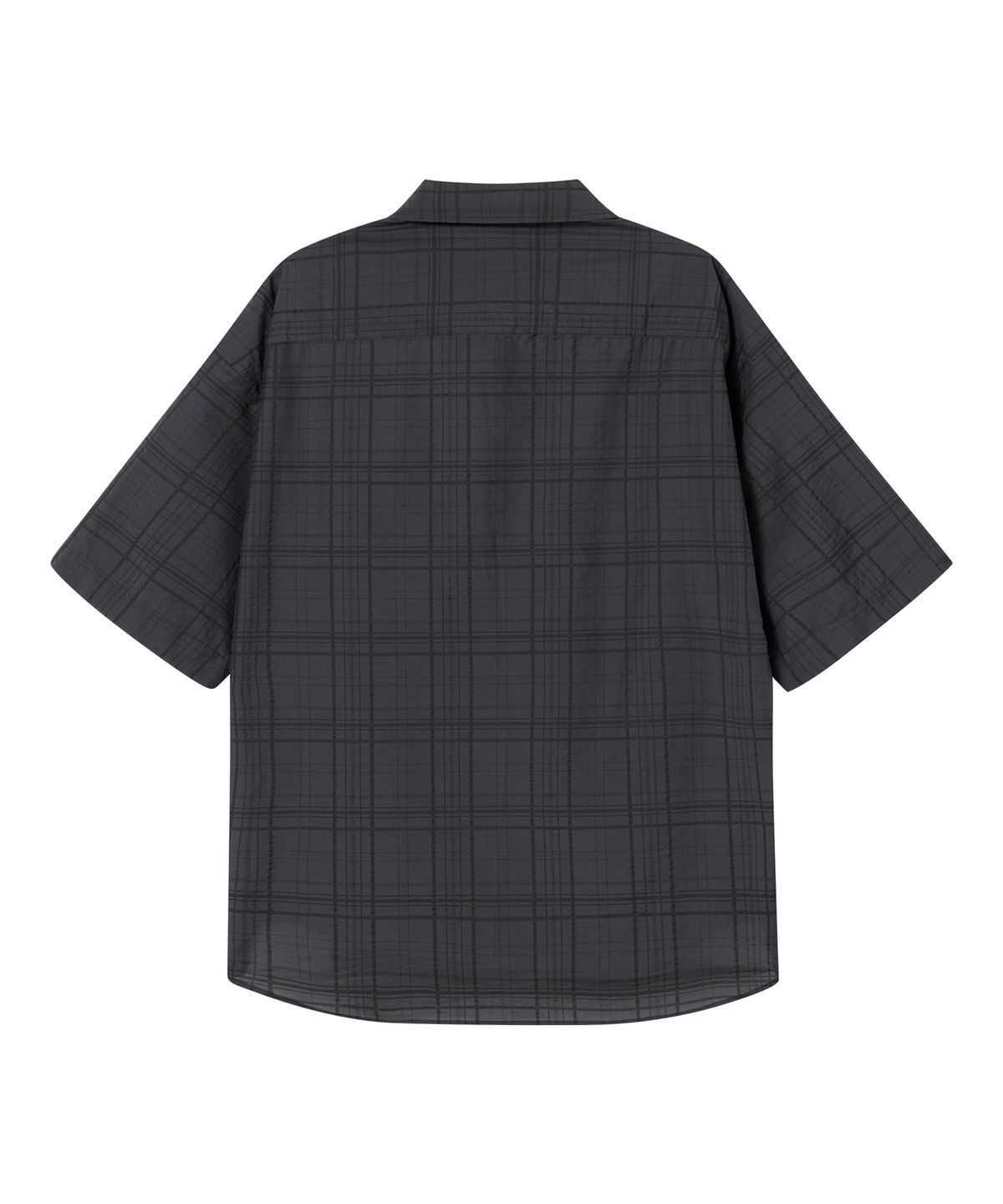 비욘드클로젯(BEYOND CLOSET) [COLLECTION LINE] 럭스 페브릭 체크 반팔 셔츠 차콜 그레이