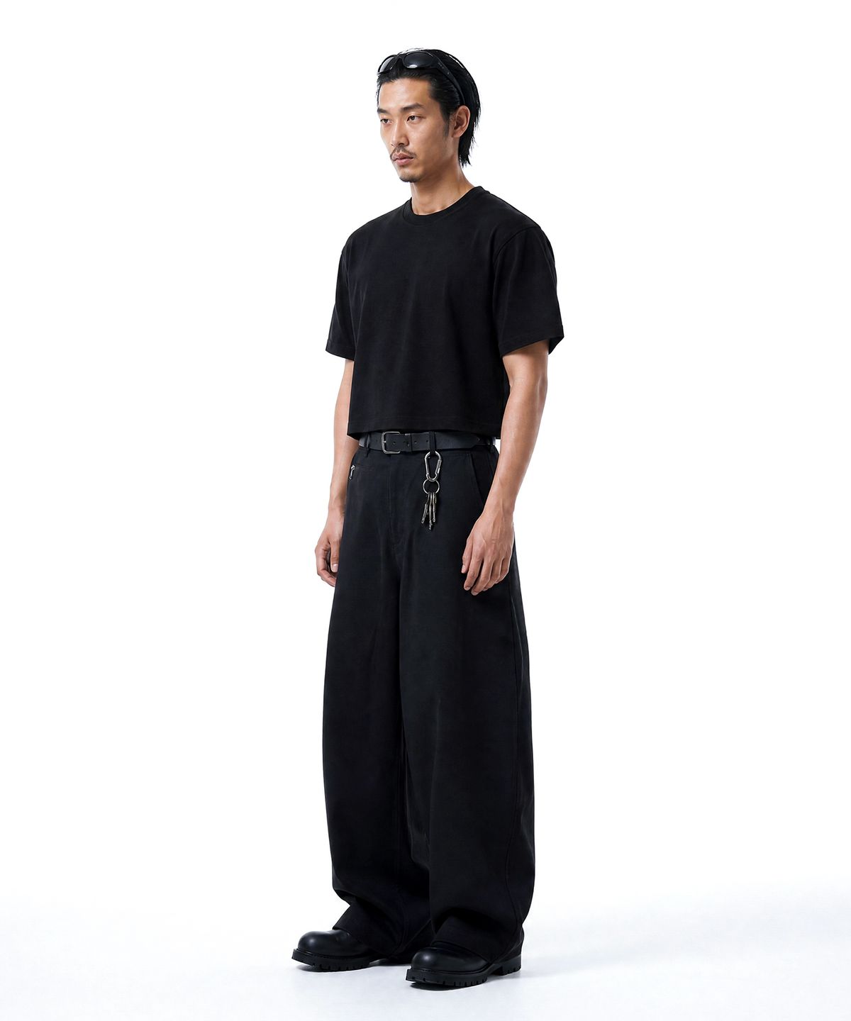 씨웨어 바이 더 지니어스(C WEAR BY THE GENIUS) 헤비웨이트 맨즈 크롭 티셔츠 블랙