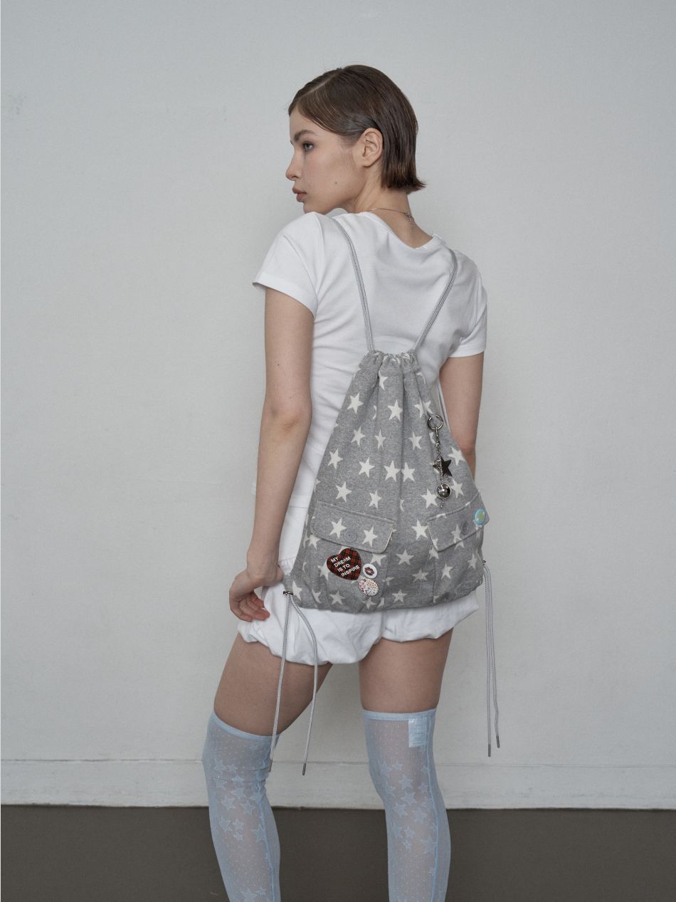 ★SETUP-EXE★STAR POCKET GYM SACK / MELANGE GEY★韓国送料込 MUSINSA公式 | SETUPEXE STAR POCKET GYM SACK / MELANGE GEY