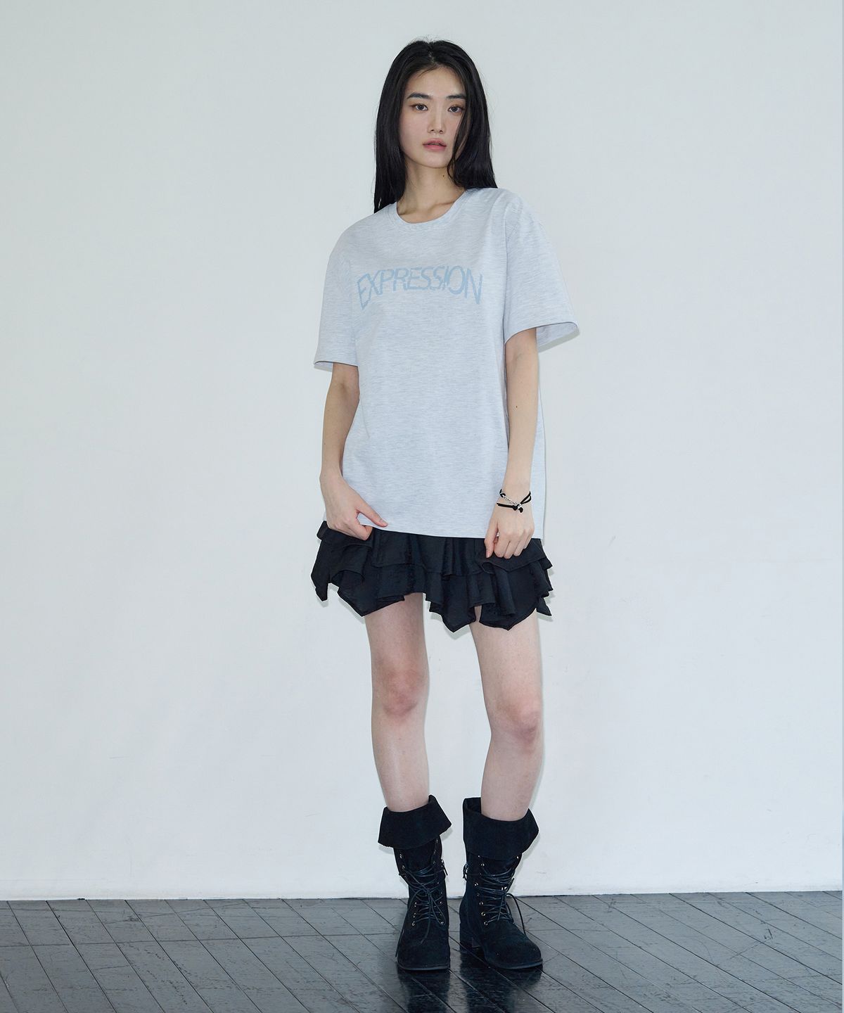 시스에이(SIS A) 크랙 익스프레션 하프 티셔츠 [melange gray]