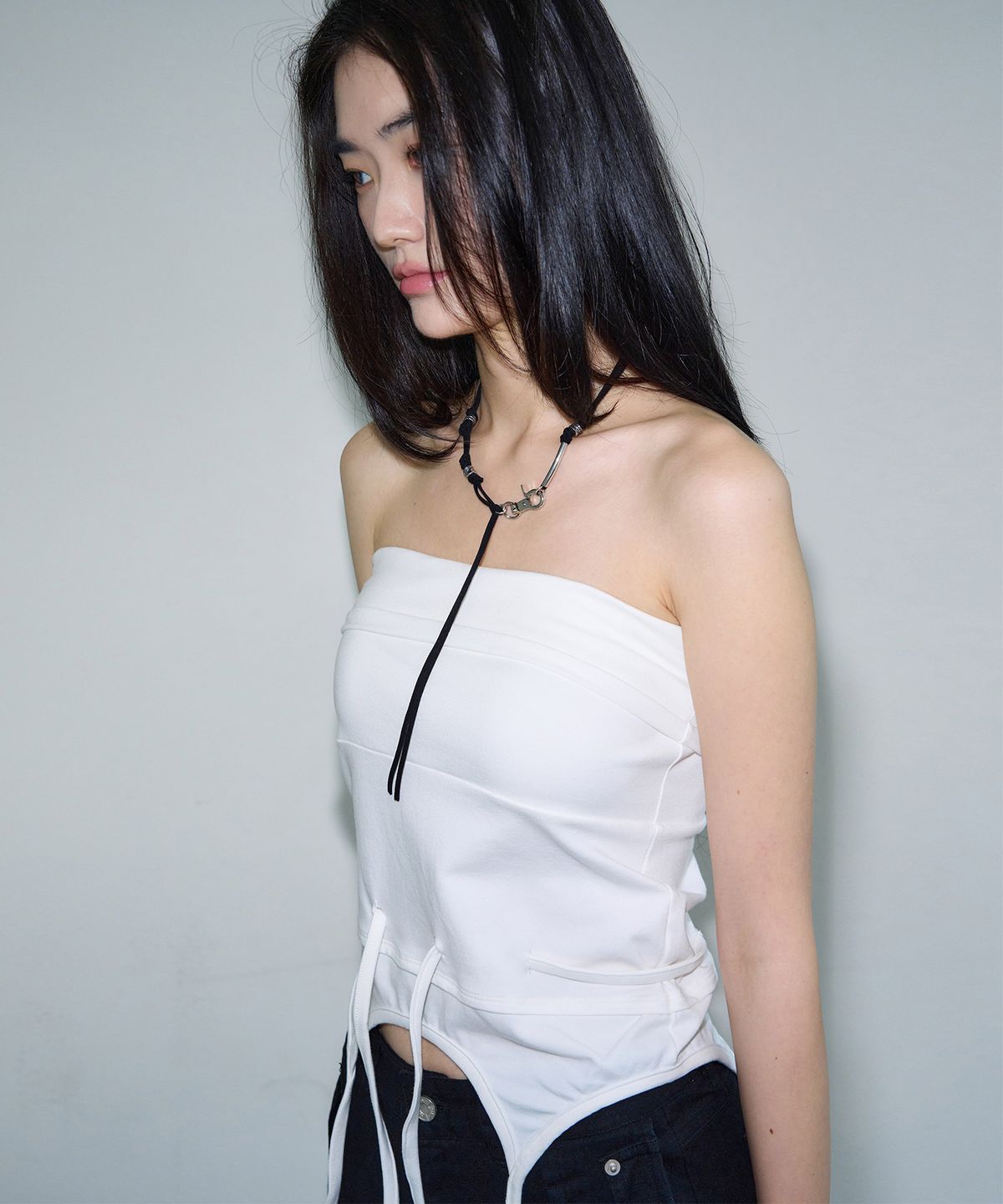 시스에이(SIS A) 스트링 디폼 레이어 스커트 탑 [ivory]
