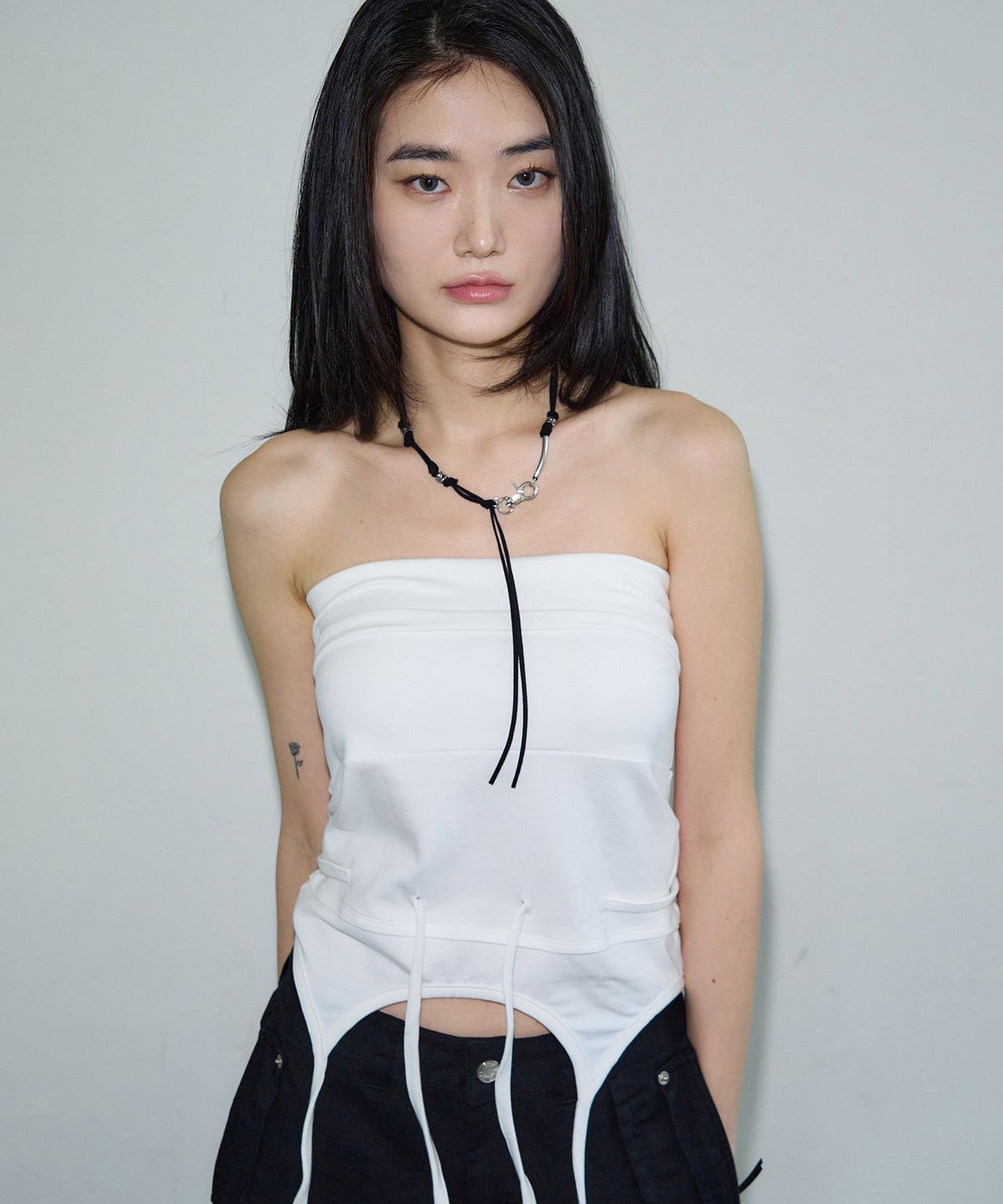 시스에이(SIS A) 스트링 디폼 레이어 스커트 탑 [ivory]