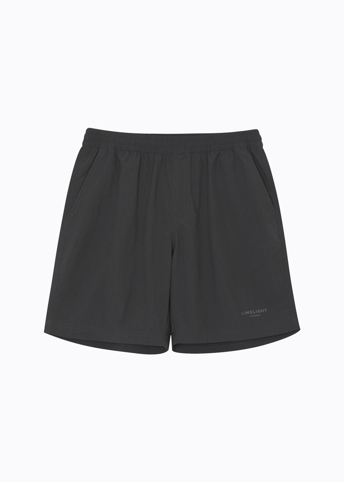라임라잇 어패럴(LIMELIGHT APPAREL) 어패럴 라임라잇 로고 나일론 쇼츠 (차콜/그레이)