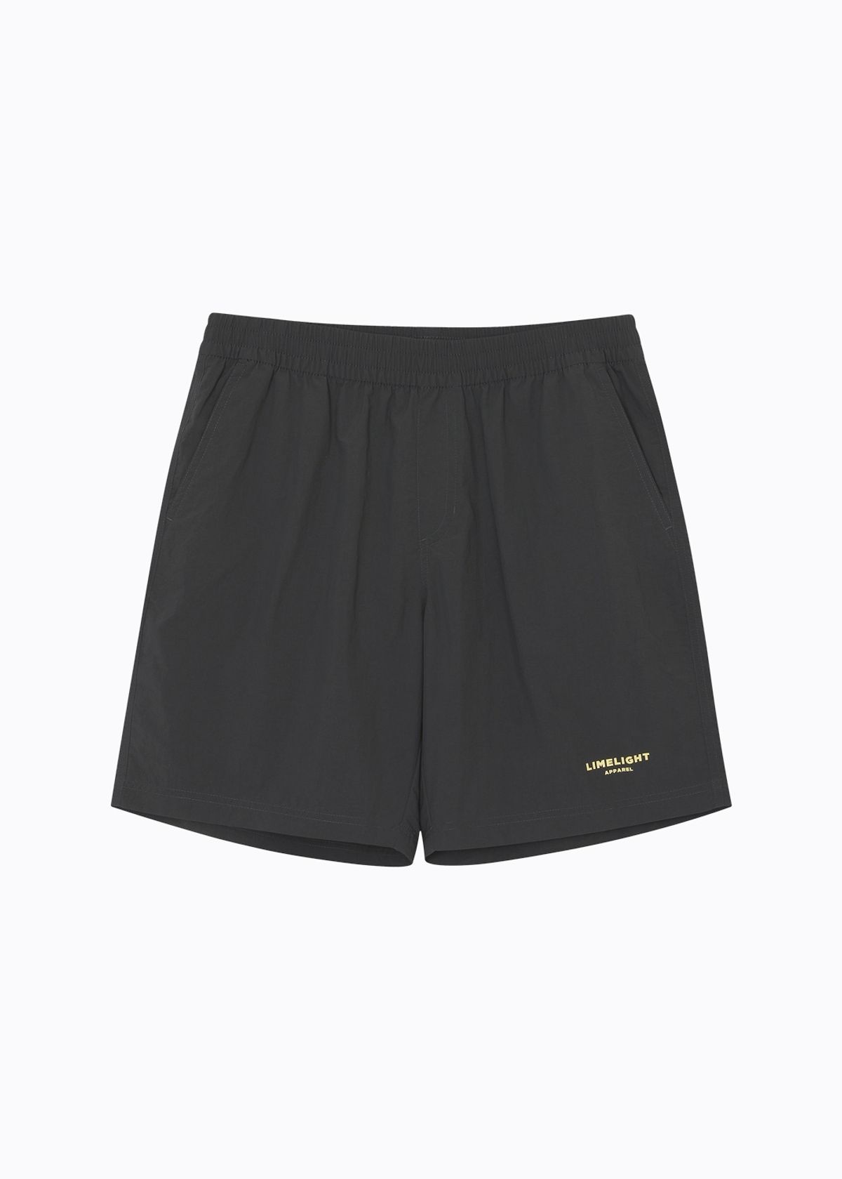라임라잇 어패럴(LIMELIGHT APPAREL) 어패럴 라임라잇 로고 나일론 쇼츠 (차콜/라임라잇)
