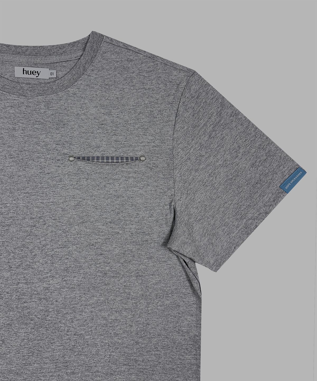 휴이(HUEY) Check Rollup Tee Grey