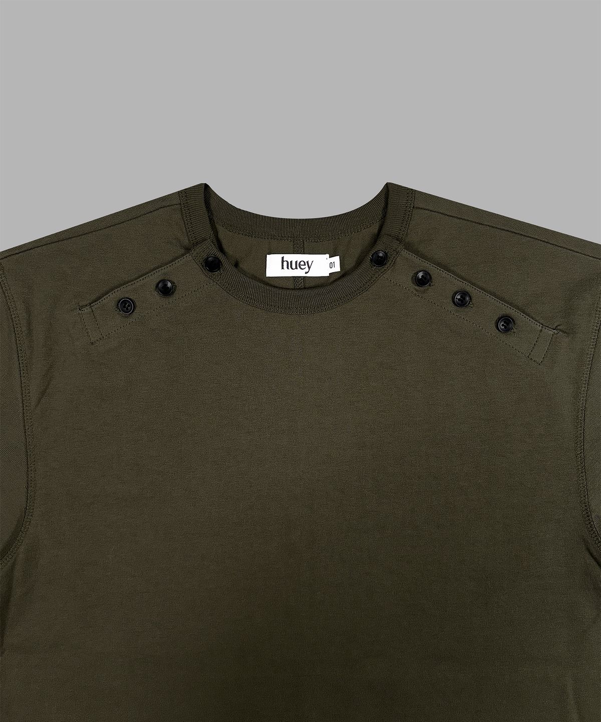 휴이(HUEY) Double Side Button Henry Neck Khaki
