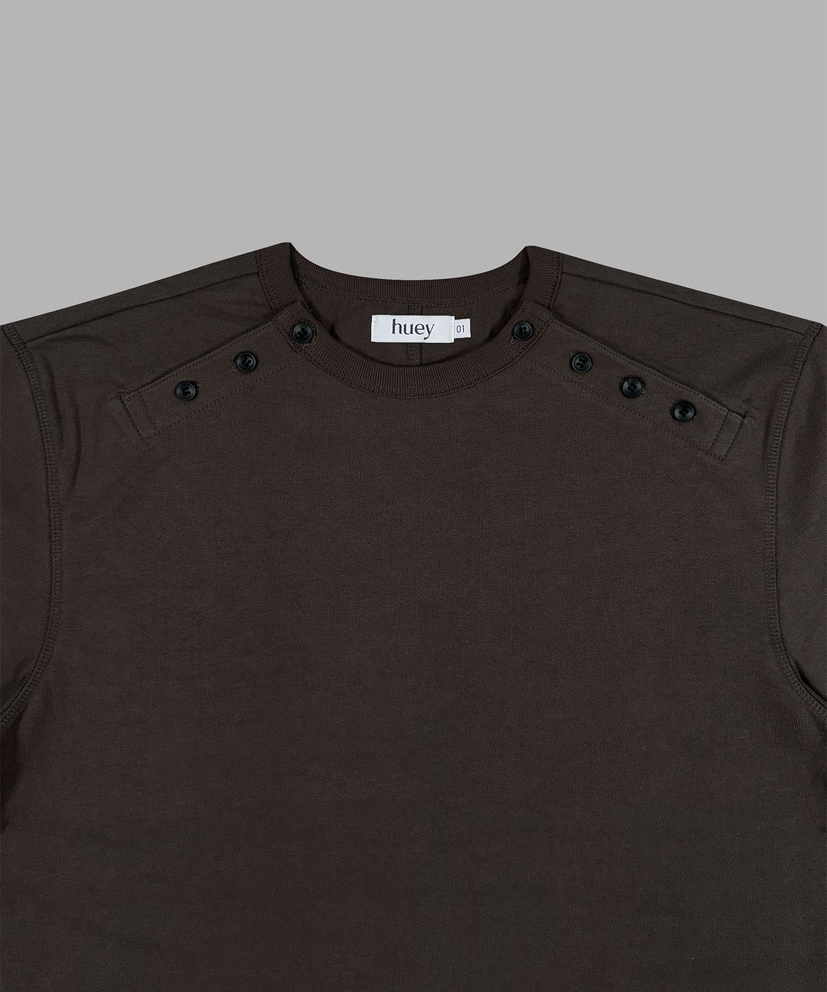 휴이(HUEY) Double Side Button Henry Neck Brown