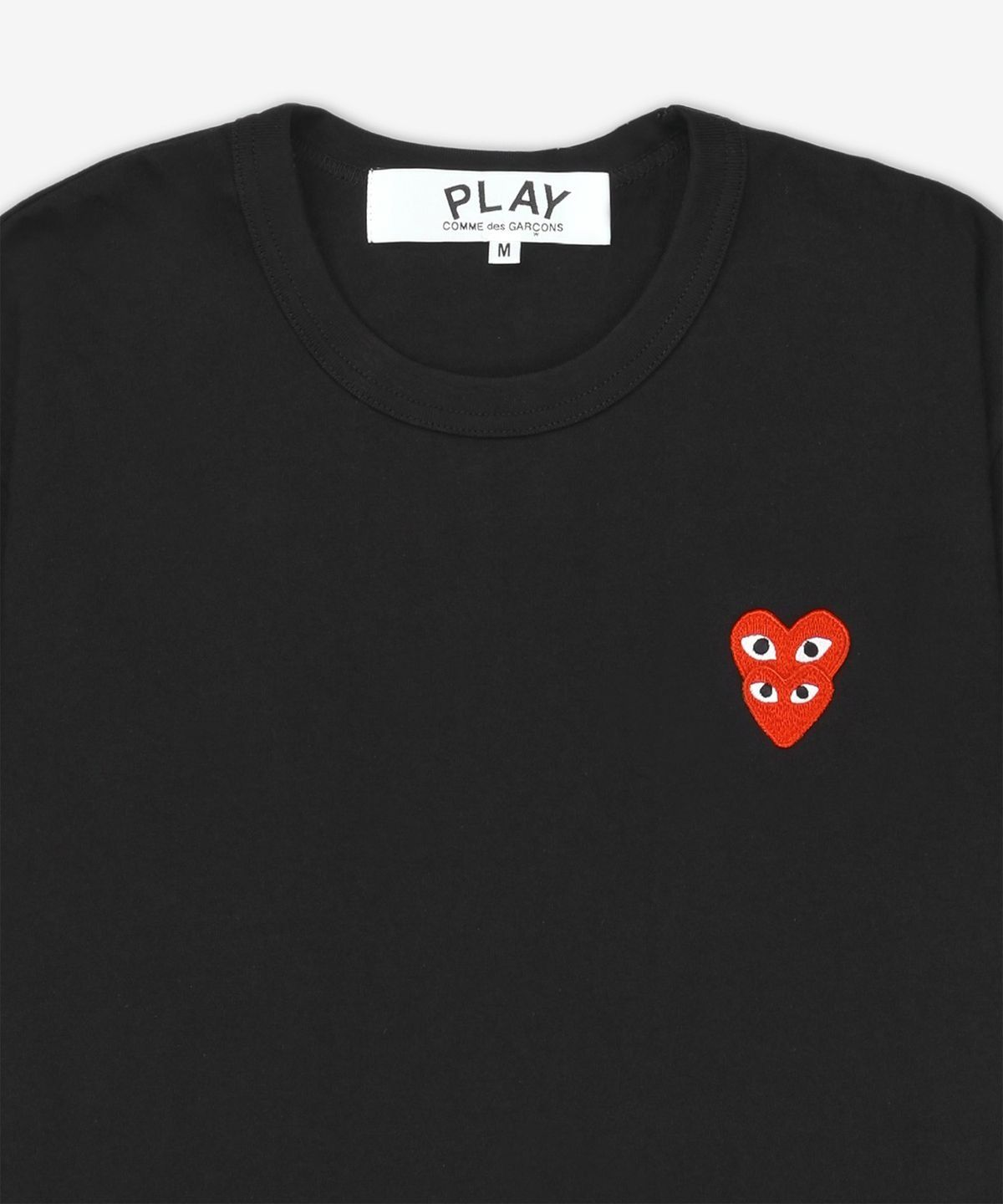【COMME des GARCONS】TSHIRT DOUBLE RED EMBLEM◆AXT288051 Comme des Garçons PLAY - T-Shirt with Double Red Emblem in