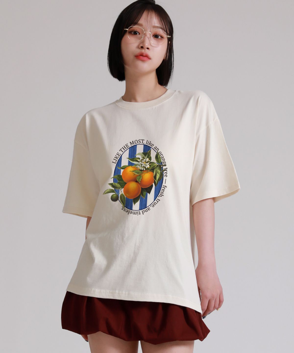 라이크더모스트(LIKE THE MOST) 오렌지트리 오버핏 반팔 티셔츠 2colors