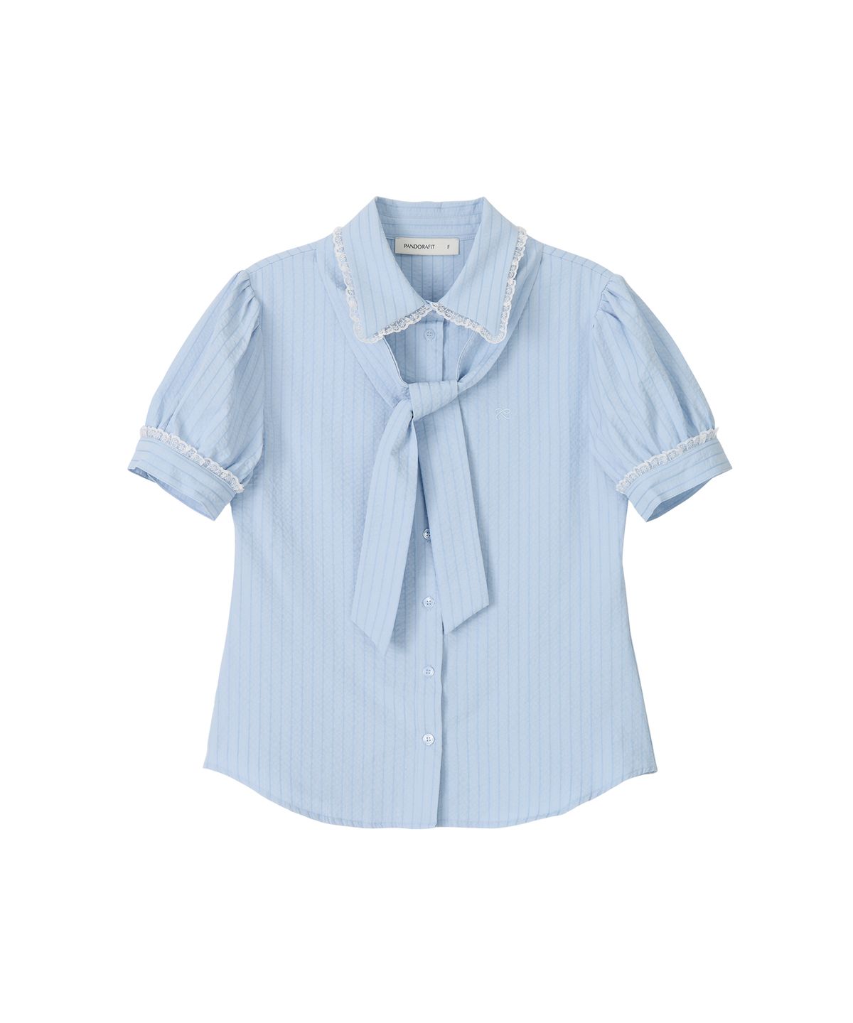 판도라핏(PANDORAFIT) Lace Trim Tie Blouse