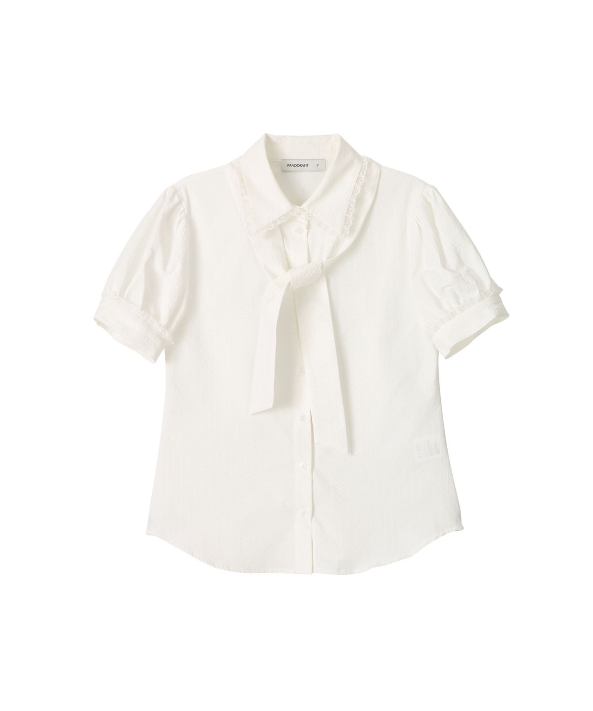 판도라핏(PANDORAFIT) Lace Trim Tie Blouse