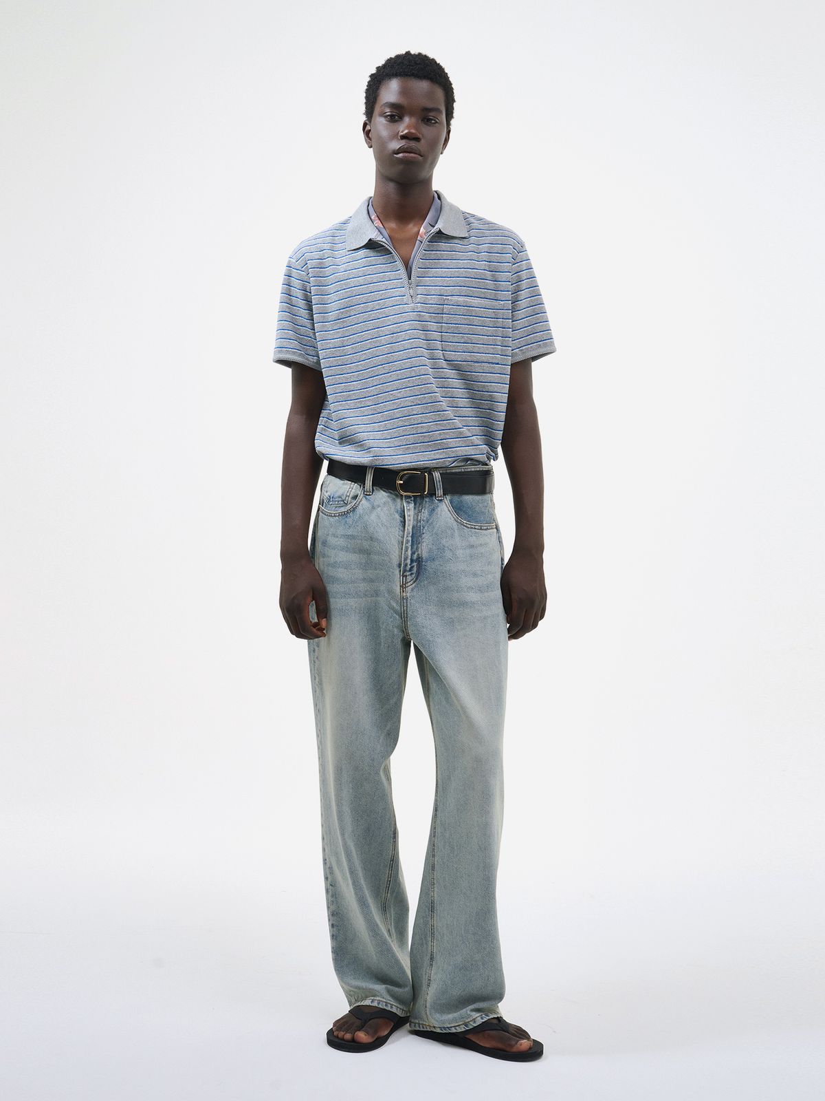 포커페이스(POKERFACE) TEN.CO LOOSE WIDE DENIM BLEACH