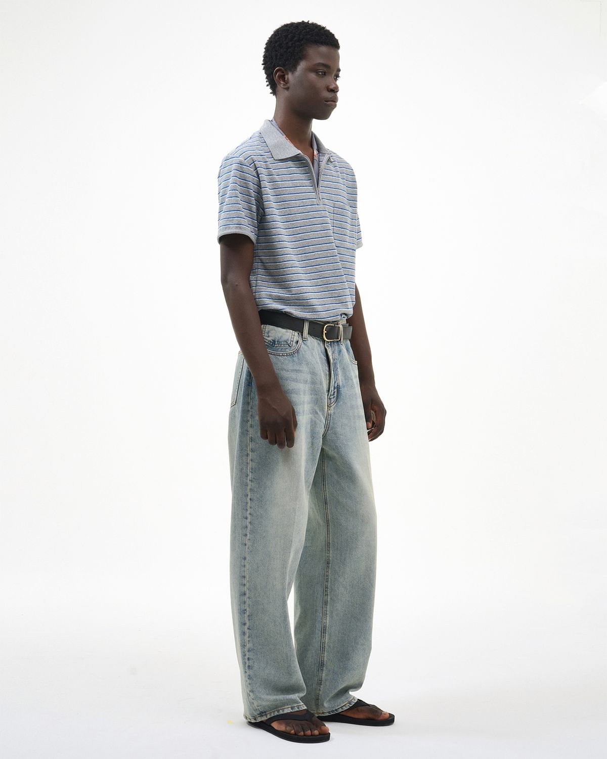 포커페이스(POKERFACE) TEN.CO LOOSE WIDE DENIM BLEACH