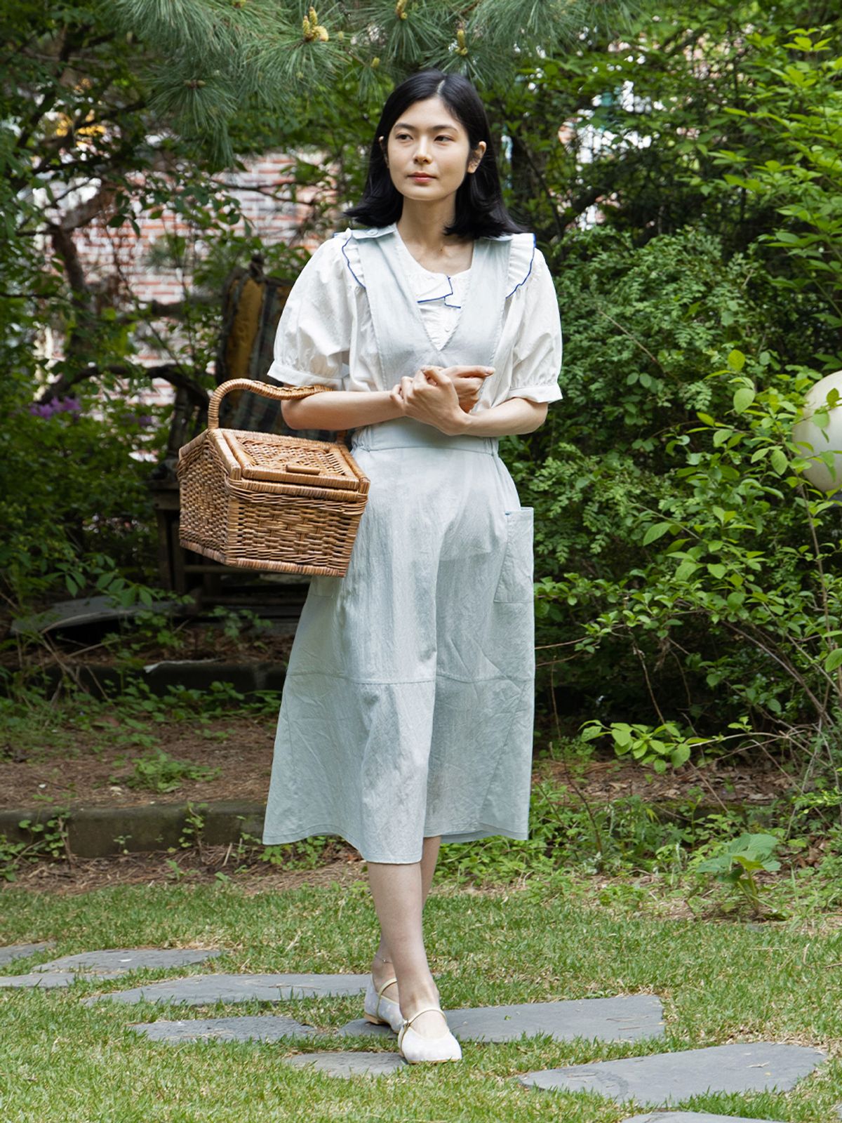 빈센트네이비(VINCENT NAVY) 마요르카 오버올 원피스_그레이