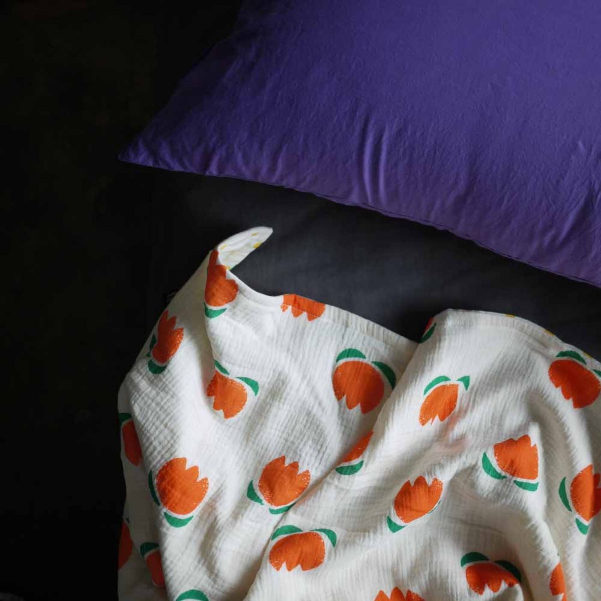 봄봄패브릭스(BOMBOM FABRICS) (orange flower + yellow dot)4Layer gauze blanket, 4중 거즈 블랭킷, 여름이불