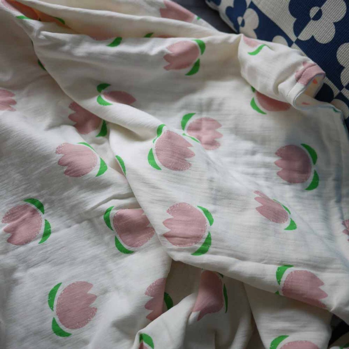 봄봄패브릭스(BOMBOM FABRICS) (pink flower + pink dot)4Layer gauze blanket, 4중 거즈 블랭킷, 여름이불