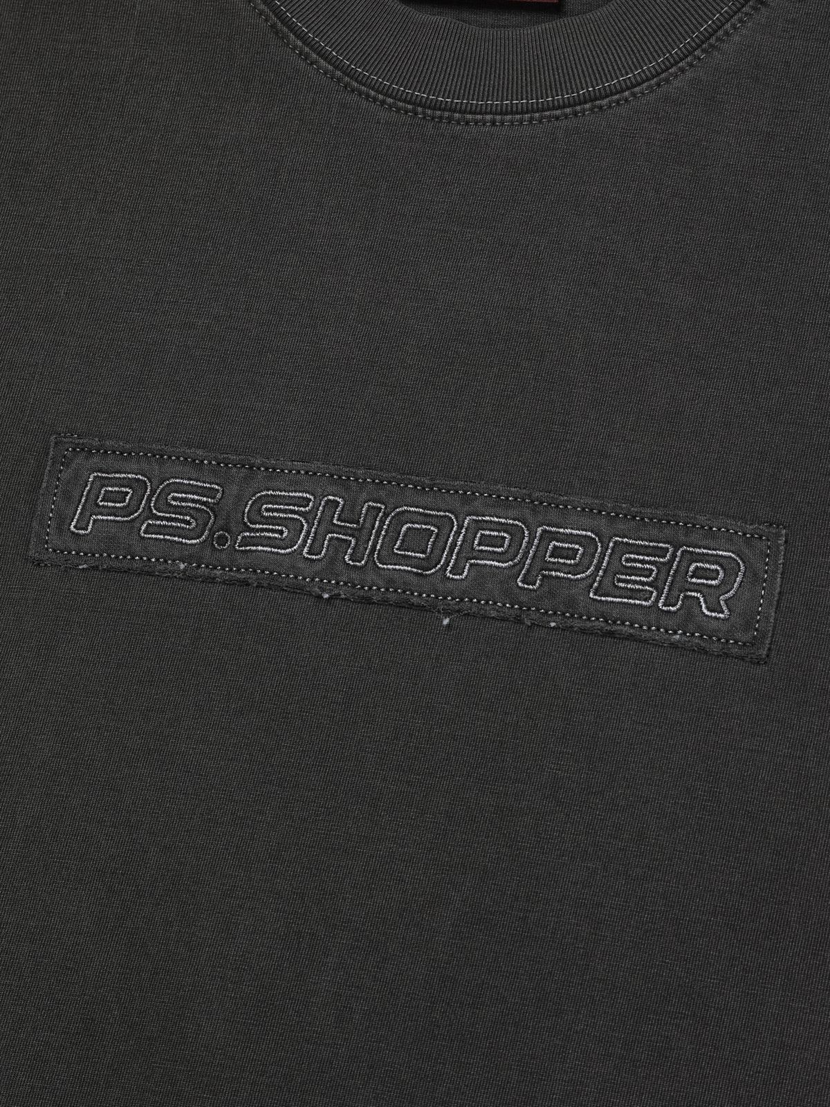 피에스쇼퍼(PSSHOPPER) 피그먼트 빈티지 박스로고 반팔 티셔츠[다크 그레이]