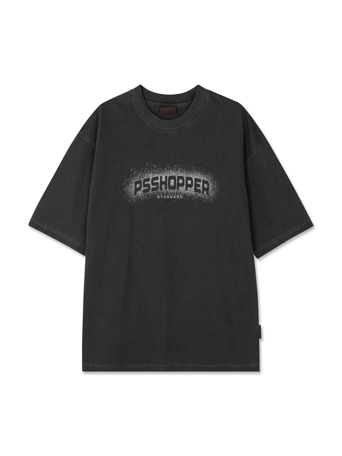 피에스쇼퍼(PSSHOPPER) 스노우 프린팅 고밀도 반팔 티셔츠[다크 그레이]