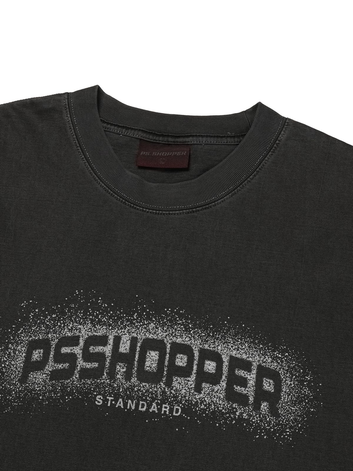 피에스쇼퍼(PSSHOPPER) 스노우 프린팅 고밀도 반팔 티셔츠[다크 그레이]