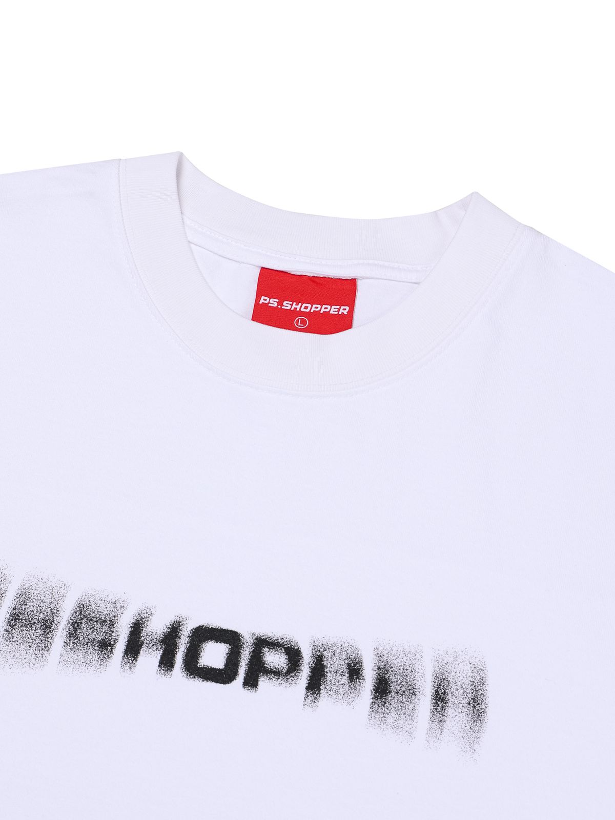 피에스쇼퍼(PSSHOPPER) 고스트 로고 고밀도 반팔 티셔츠[화이트]