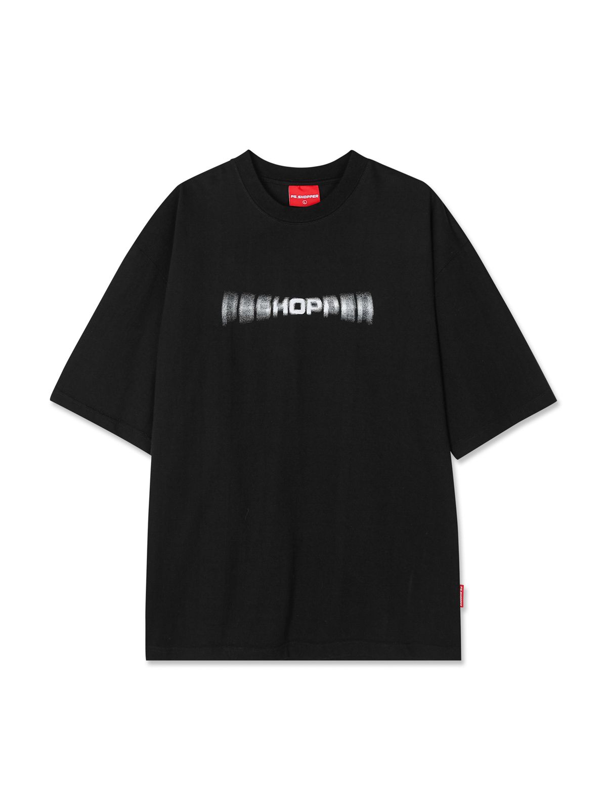 피에스쇼퍼(PSSHOPPER) 고스트 로고 고밀도 반팔 티셔츠[블랙]