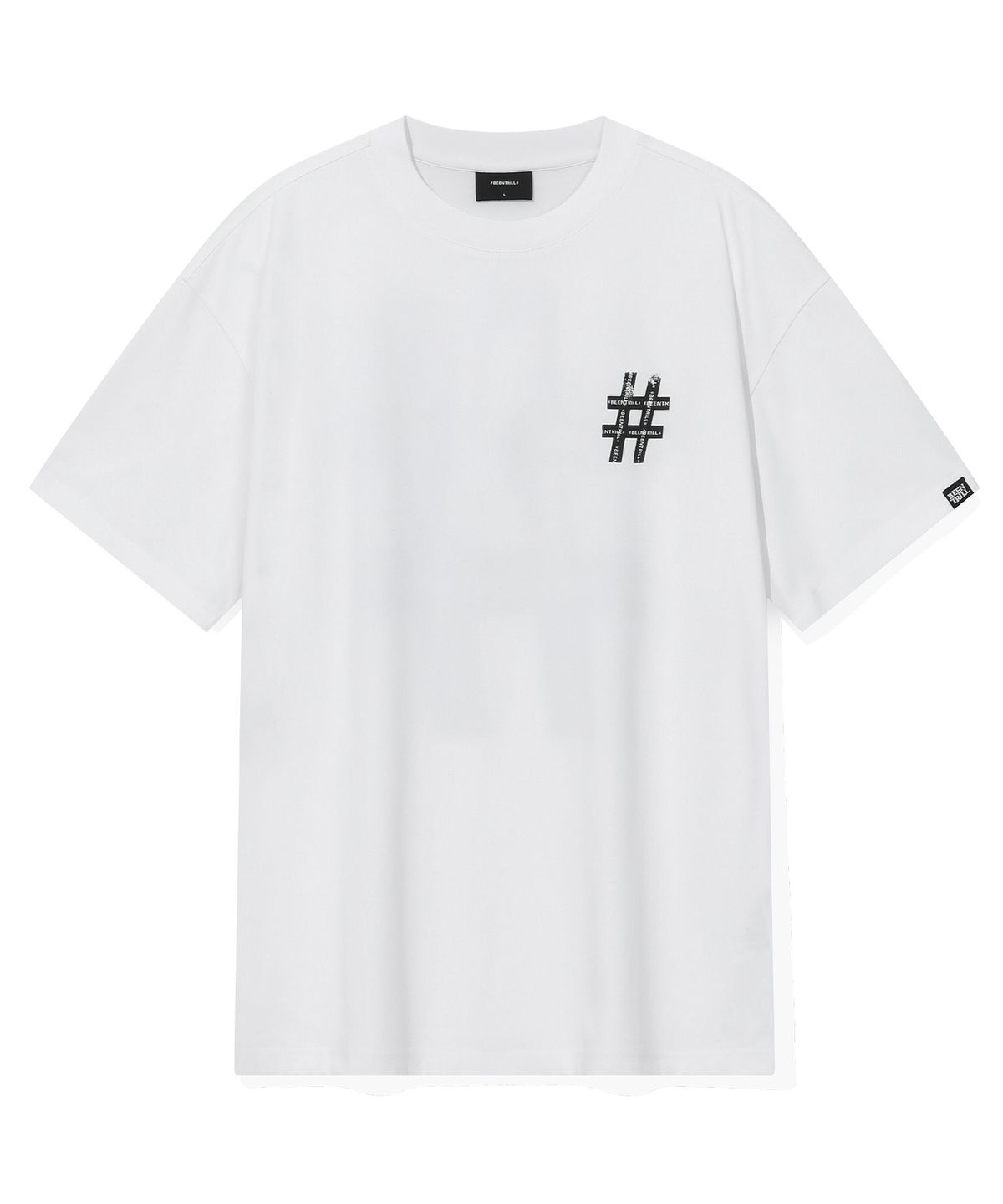 빈트릴(BEENTRILL) 롤러 페인팅 해시태그 티셔츠(화이트)