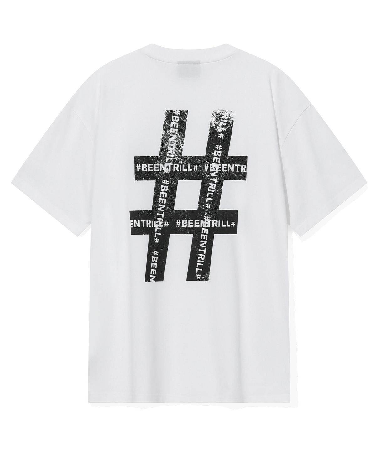 빈트릴(BEENTRILL) 롤러 페인팅 해시태그 티셔츠(화이트)