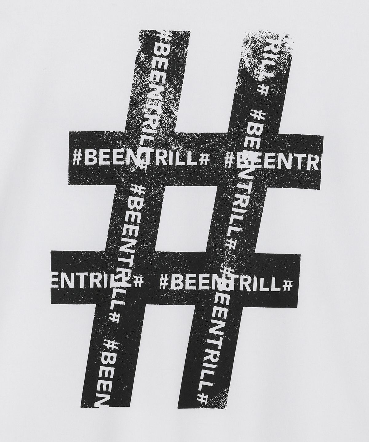 빈트릴(BEENTRILL) 롤러 페인팅 해시태그 티셔츠(화이트)