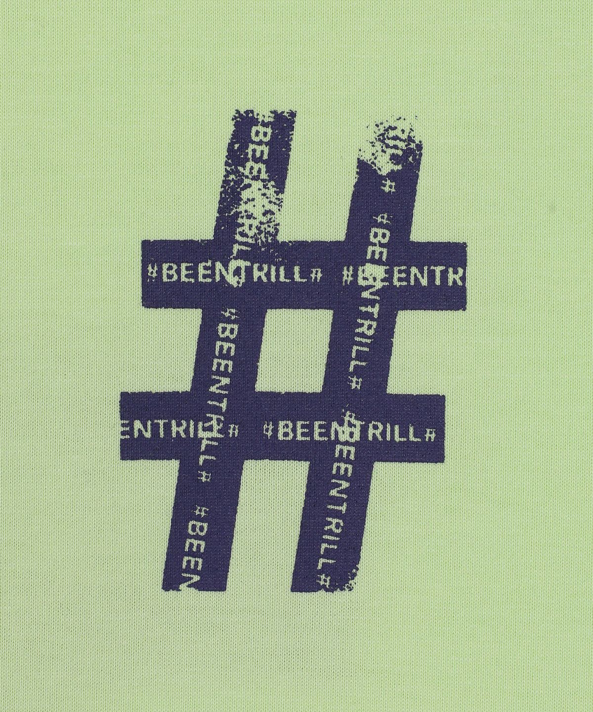 빈트릴(BEENTRILL) 롤러 페인팅 해시태그 티셔츠(네온 옐로우)