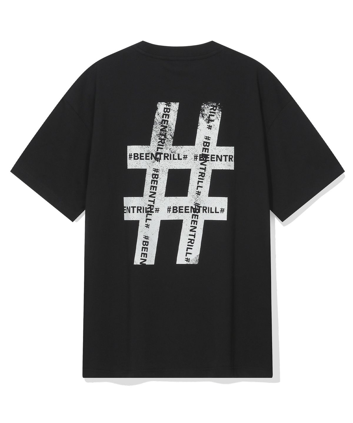 빈트릴(BEENTRILL) 롤러 페인팅 해시태그 티셔츠(블랙)