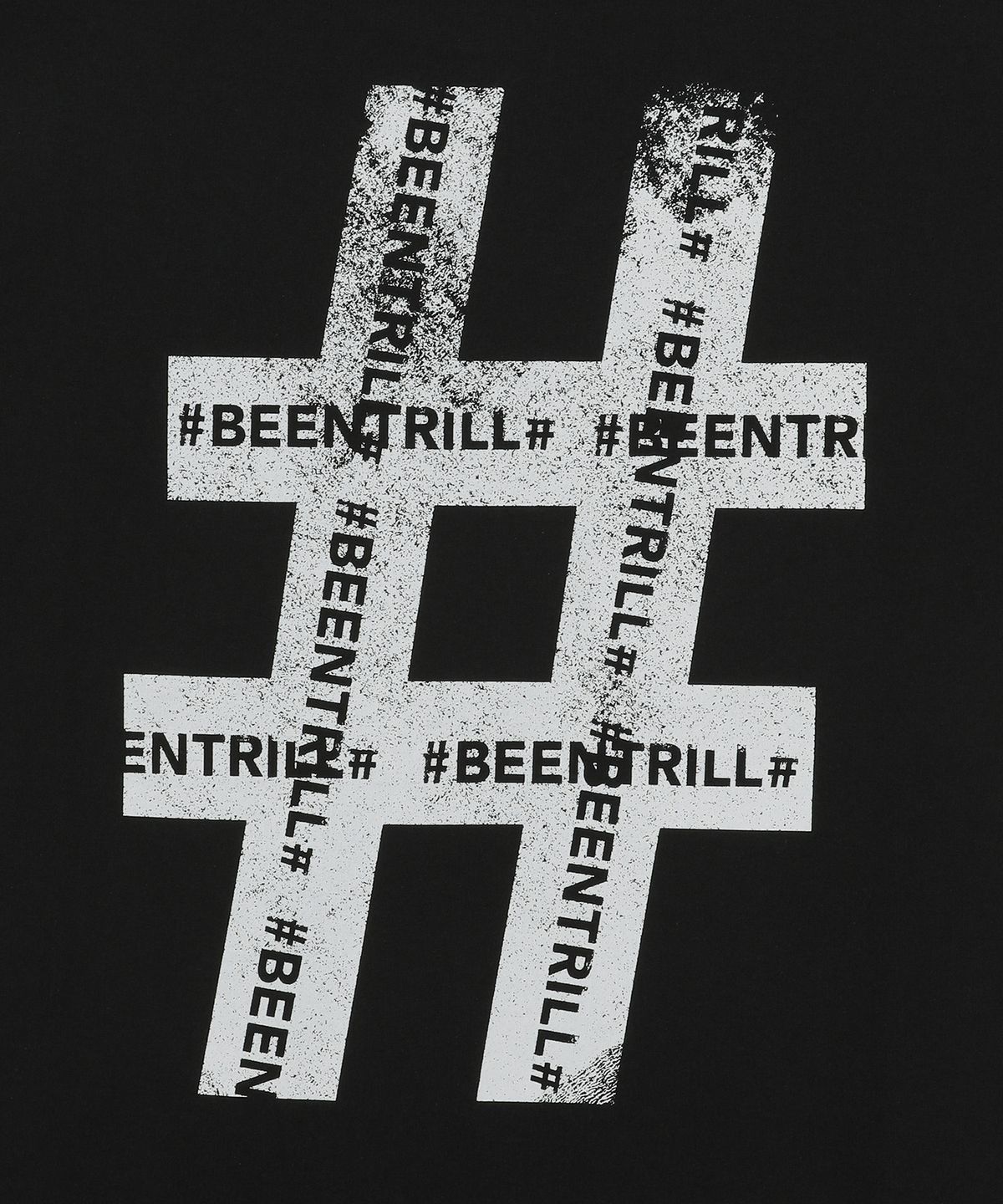 빈트릴(BEENTRILL) 롤러 페인팅 해시태그 티셔츠(블랙)