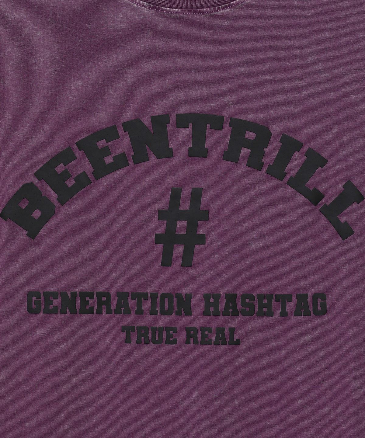 빈트릴(BEENTRILL) 아치로고 해시태그 피그먼트 티셔츠(퍼플)
