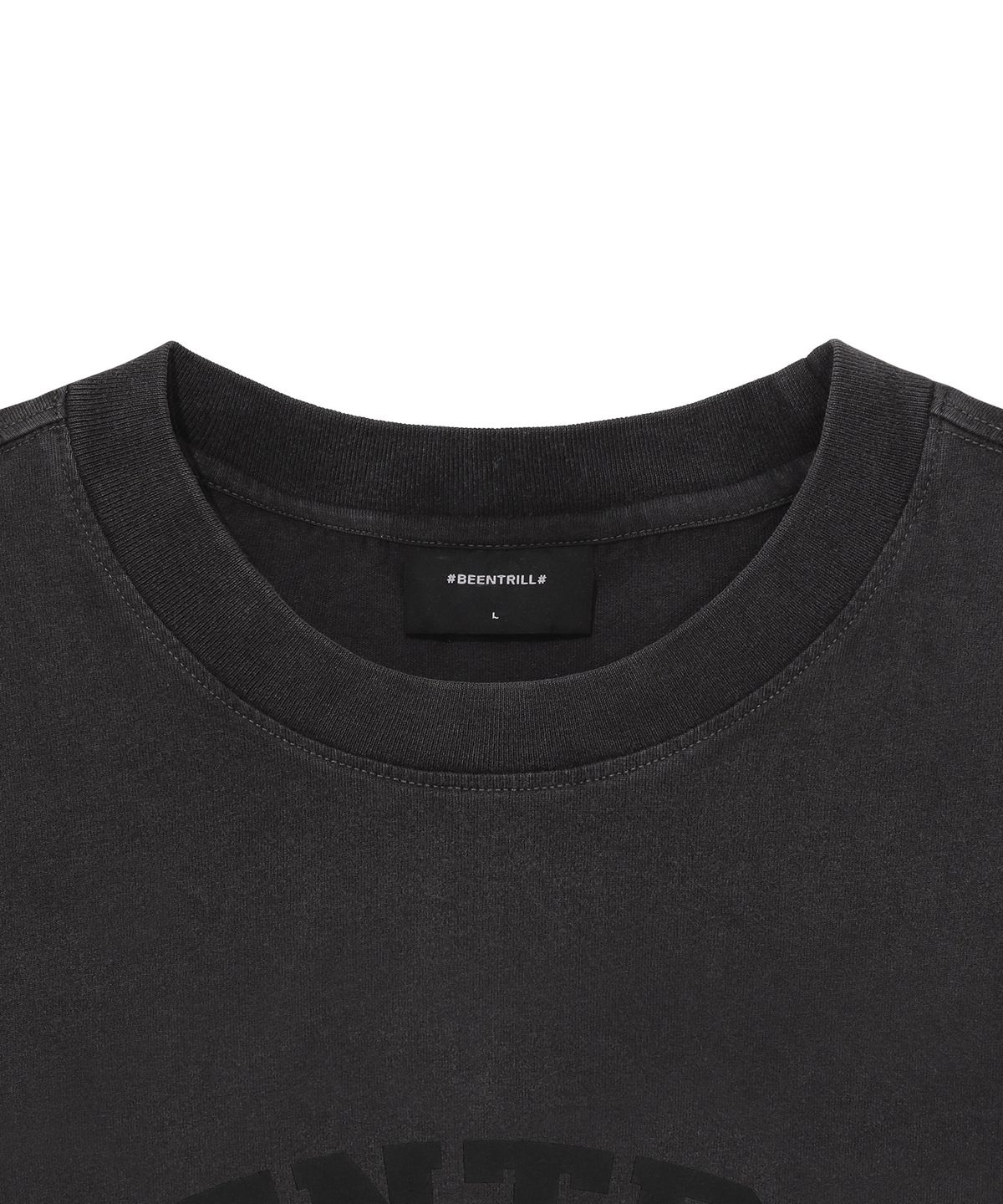 빈트릴(BEENTRILL) 아치로고 해시태그 피그먼트 티셔츠(차콜)