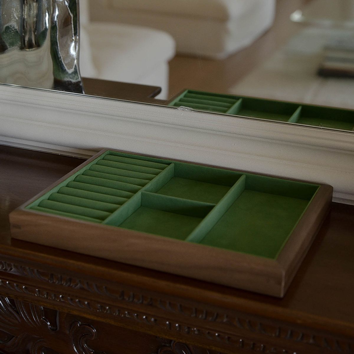 레트로핑거(RETROFINGER) 그린 주얼리 트레이 #Green walnut jewerly tray (type2)