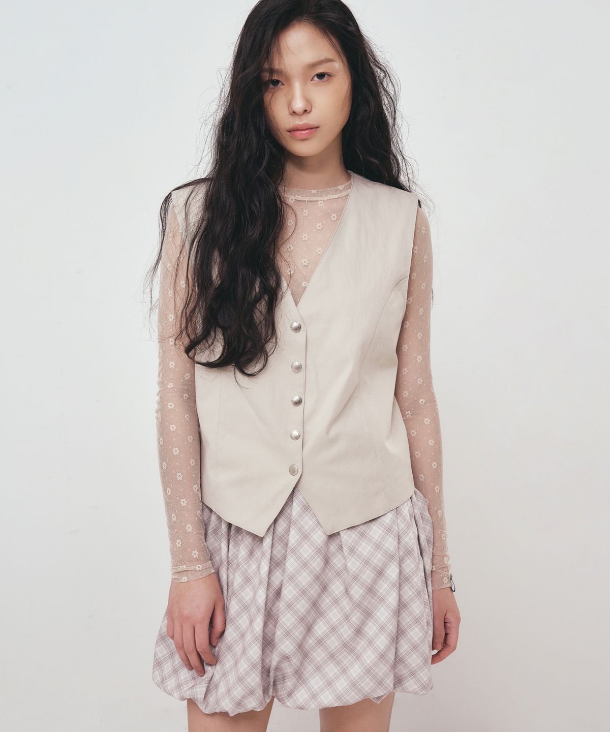 닉앤니콜(NICK&NICOLE) MASH FLOWER PATTERN TOP_BEIGE