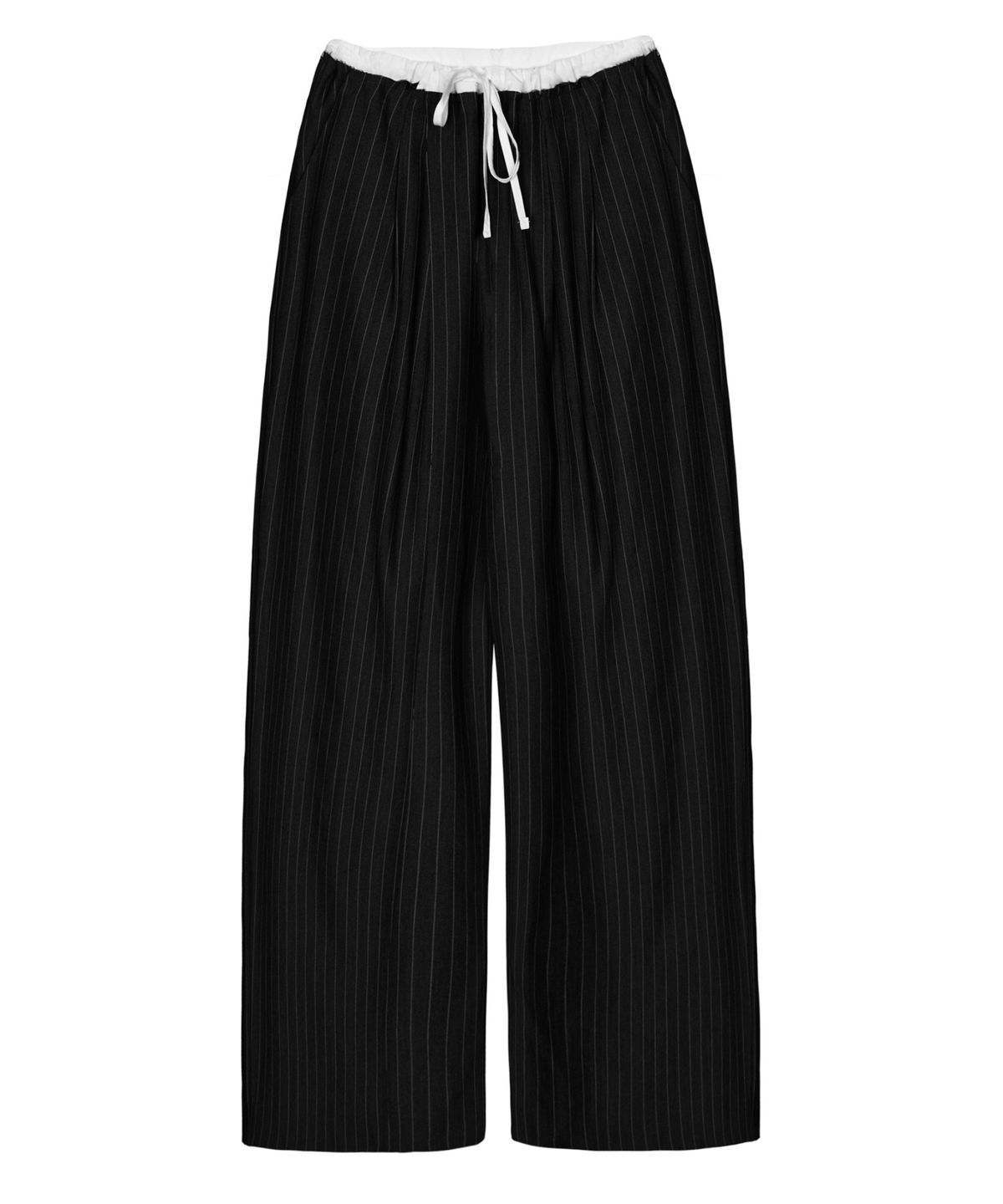 닉앤니콜(NICK&NICOLE) STRIPE LAYERED PINTUCK SLACKS_BLACK