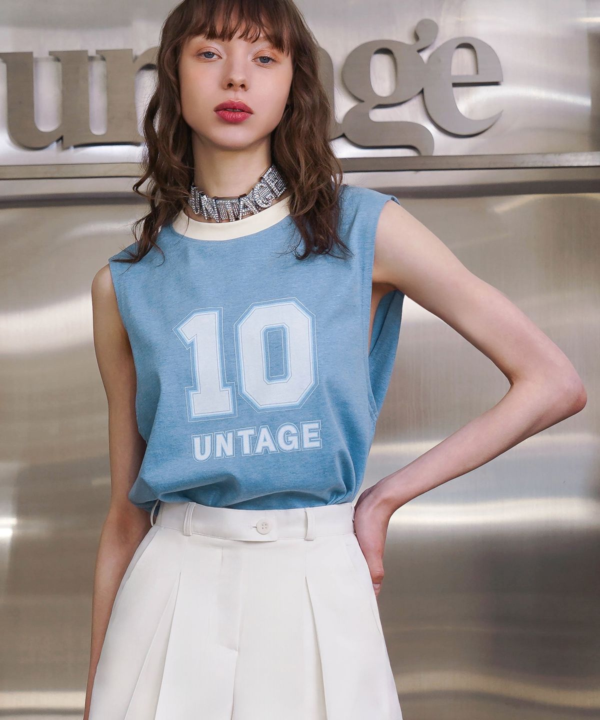 언티지(UNTAGE) 넘버 프린트 링거 민소매 티셔츠(UNISEX)_UTT-ST47