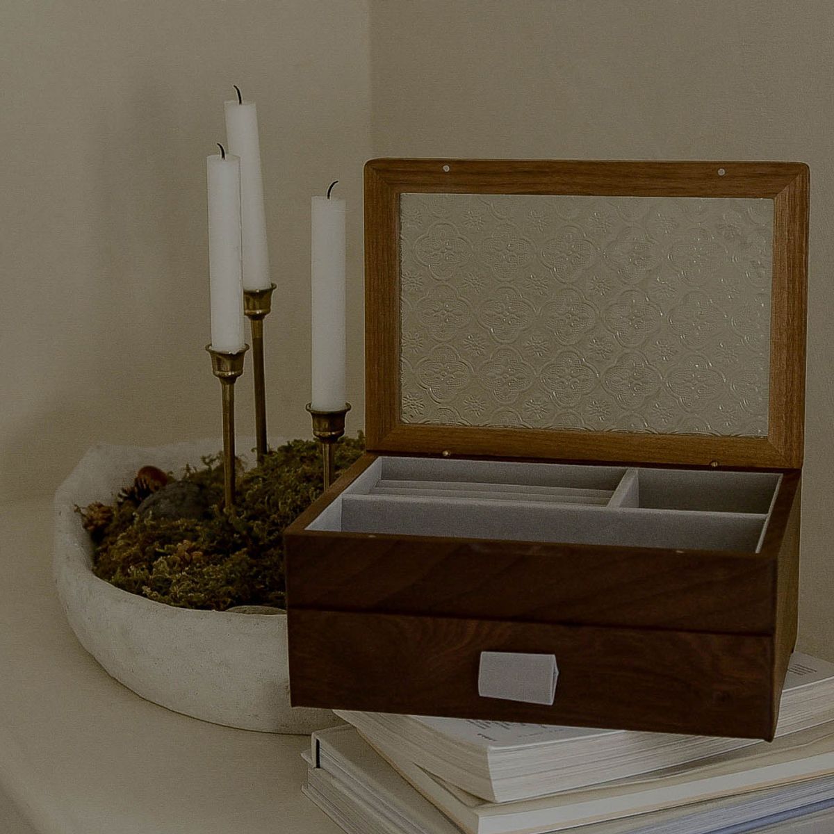 레트로핑거(RETROFINGER) 2단 무늬유리 보석함 #Pattern glass drawer jewelry box