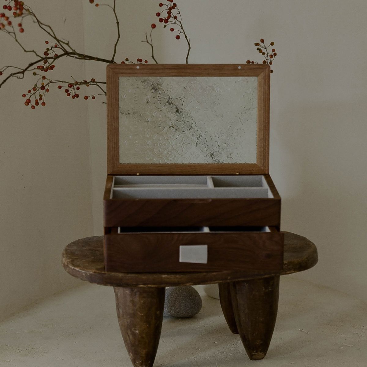 레트로핑거(RETROFINGER) 2단 무늬유리 보석함 #Pattern glass drawer jewelry box